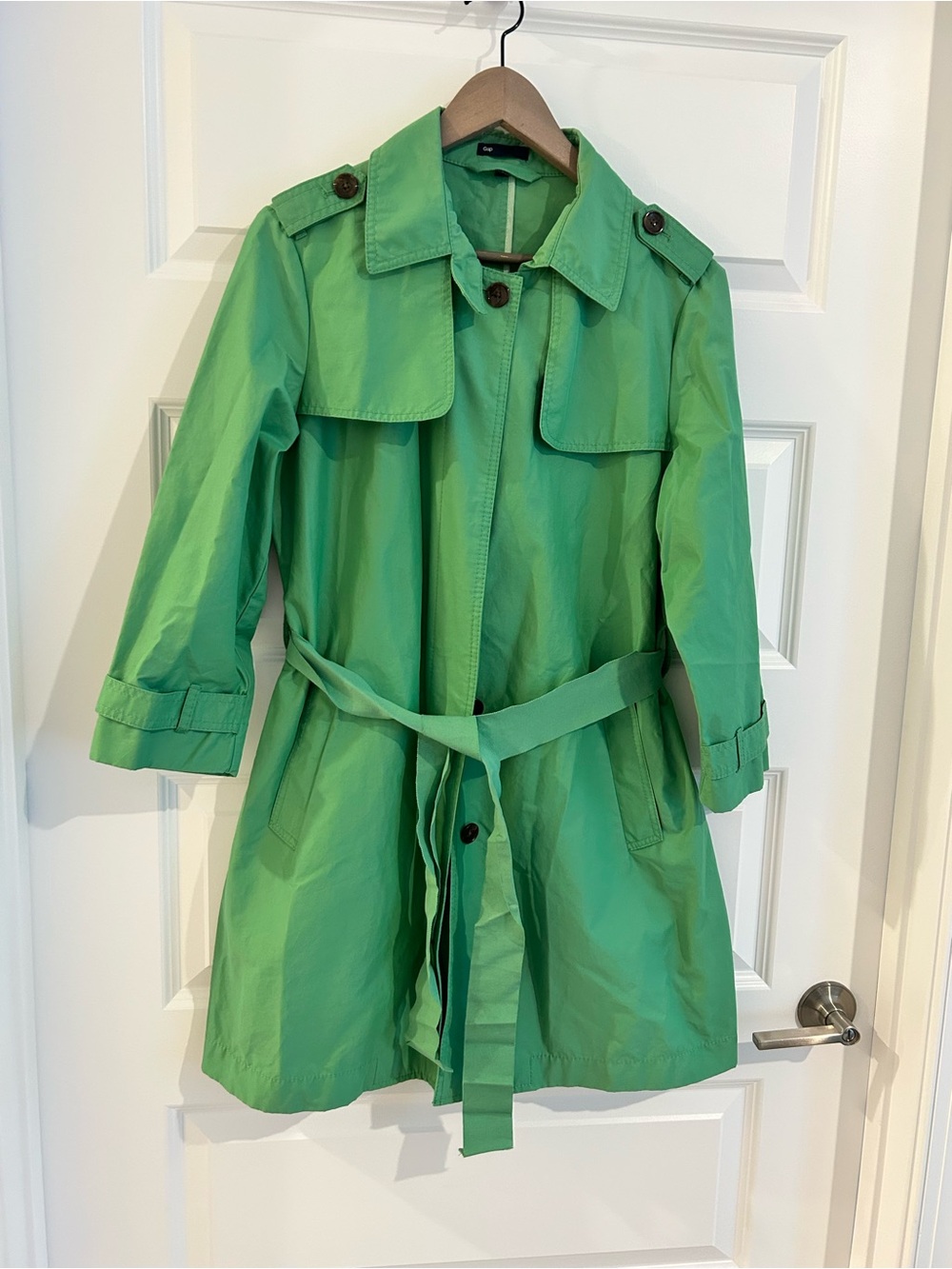 Gap Button Down Belted Trench Coat Green Size L